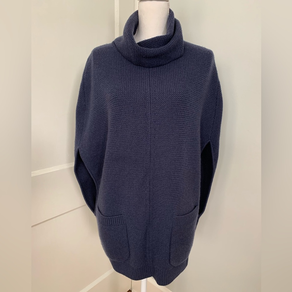 Loro Piana Blue Cashmere Poncho Sweater M